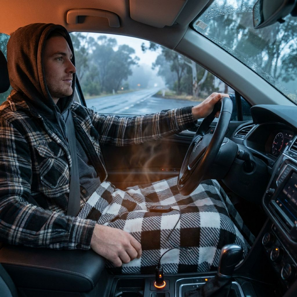 12V Heated Car Blanket - Instant Winter Warmth for Driving